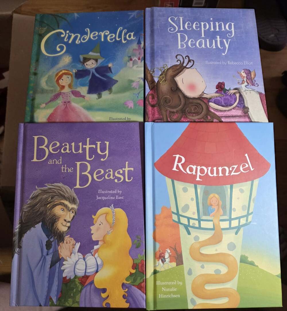 4 Parragon Disney Princess Book Lot Cinderella Sleeping Beauty and the Beast HC